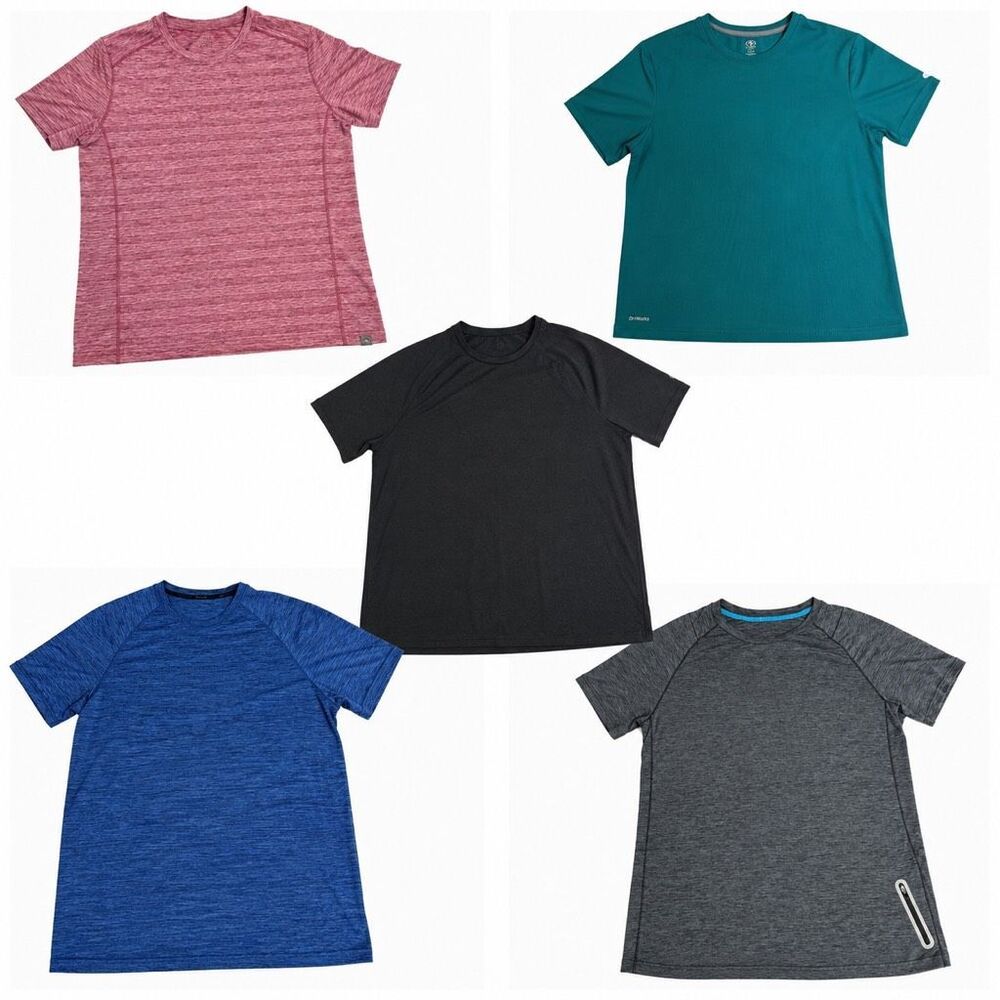 Mens Athletic Performance Set of 5 T Shirts Bundle Size XL Moisture Activewear